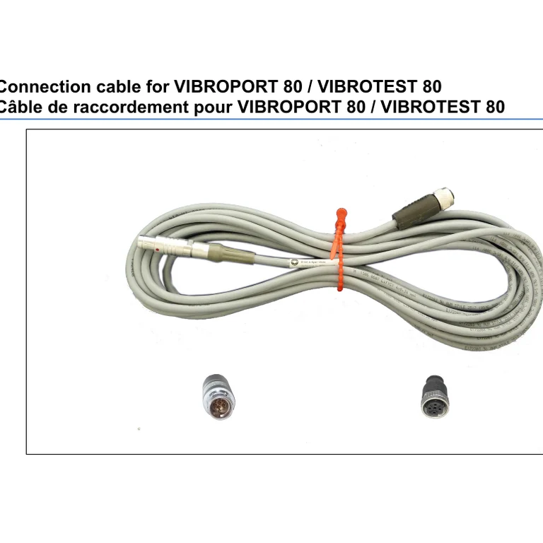איור יצרן מלא של כבל AC-1388 ל־VIBROPORT/VIBROTEST 80, כולל כבל, שני קצות החיבור ומבטי המחברים; נשמר ללא חיתוך הכבל
