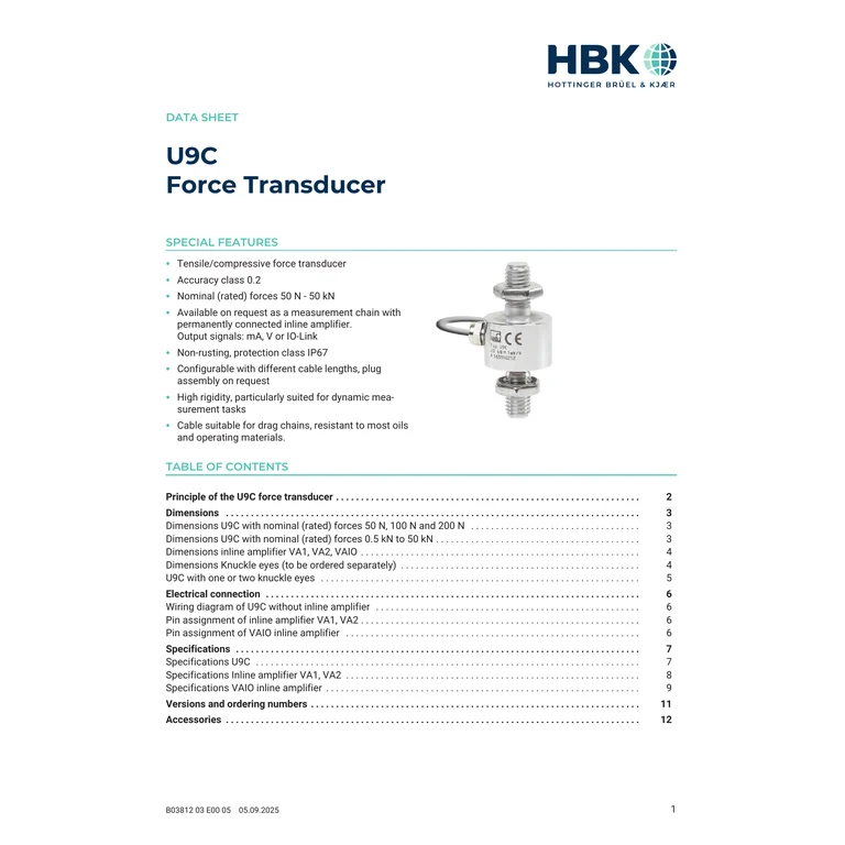עמוד מוצר רשמי מלא מתוך B03812 עם תצלום U9C והקשר ההתקנה; מוצג כמבט טכני מייצג לאביזר U9/U9a/Z8 ולא כתצלום של המק״ט המדויק