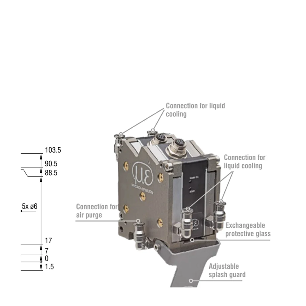 Official manufacturer photograph of the LLT25/LLT29 protective and cooling housing, art. 2105059; scanCONTROL catalog, p. 55.