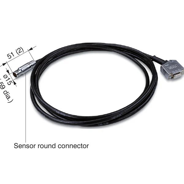 תצלום יצרן רשמי מייצג של כבל PC1750/C‑Box עם מחבר חיישן עגול ומחבר Sub‑D 15 פינים; הוראות C‑Box/2A, עמ׳ 59. האורך נבחר לפי x.