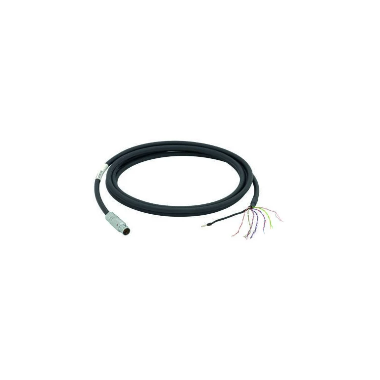 Manufacturer photograph of PC2300-x/OE; the full cable and ends (round ODU sensor connector and open wire ends) are shown