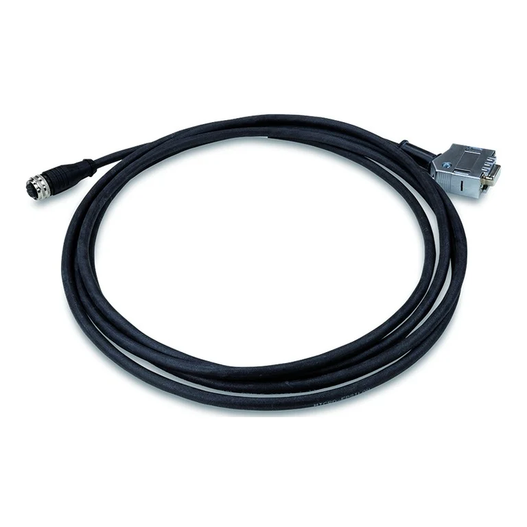 הדמיית יצרן של כבל PCF1420 ל־C-Box; הכבל והקצוות (round sensor connector and 15-pin Sub-D plug) מוצגים בשלמותם. האורך משתנה לפי המק״ט
