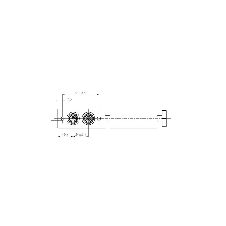 שרטוט מידות רשמי של FIT5X, מבט על; גרסת שני שקעים, 5–20 ק״ג, מידות במ״מ