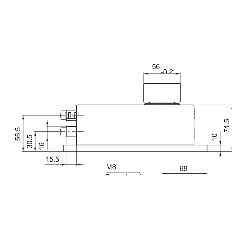 שרטוט מידות רשמי של FIT7A — מבט צד וגובה חיבור התא