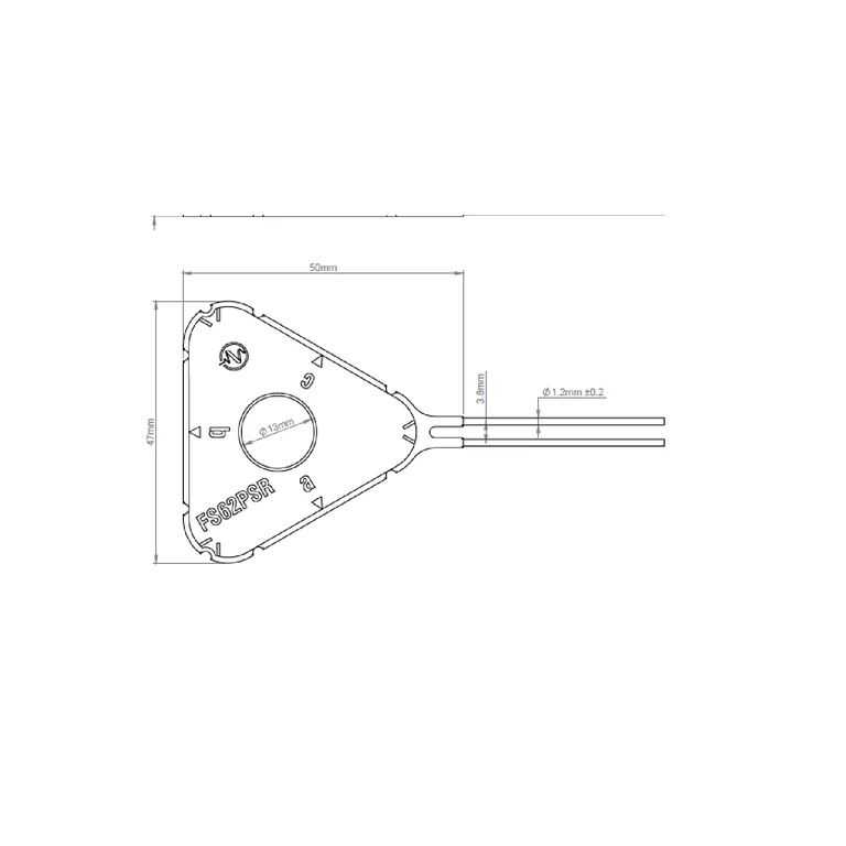 שרטוט מידות רשמי של רוזטת עיבור אופטית FS62PSR להדבקה — מבט חזיתי/תכנית מתוך גיליון HBK