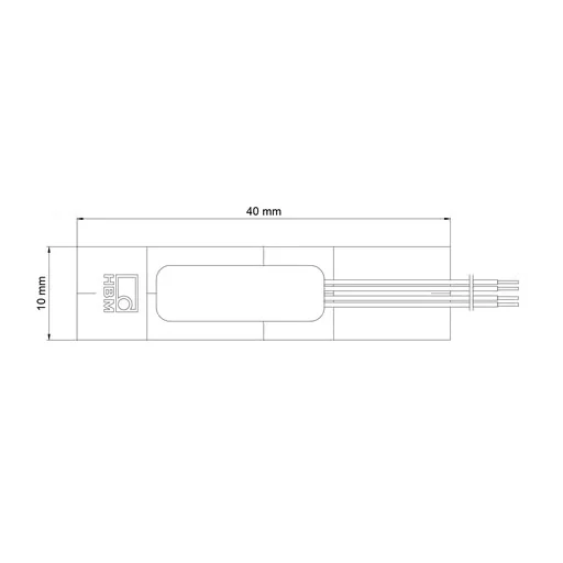 שרטוט מידות יצרן לדגם 1-LS31HT-6/350VE; לוחית נשיאה 40×10 מ״מ, ארבעה מוליכים באורך 0.5 מ׳