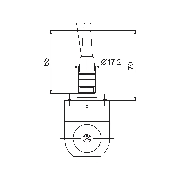 שרטוט מידות רשמי — מבט צד של T22 לטווח 0.5–2 N·m