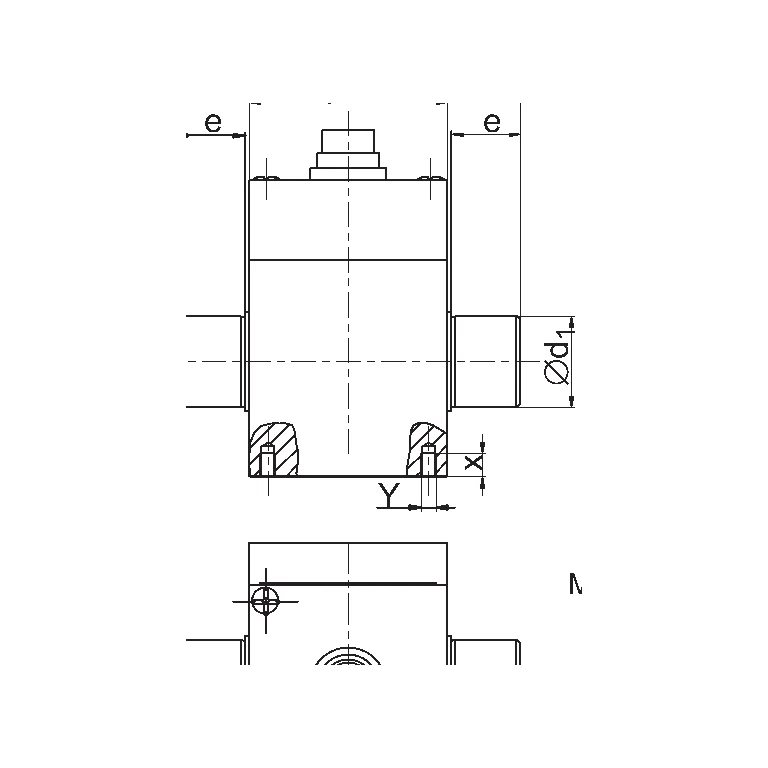 שרטוט מידות רשמי — מבט צד של T22 לטווח 5 N·m–1 kN·m