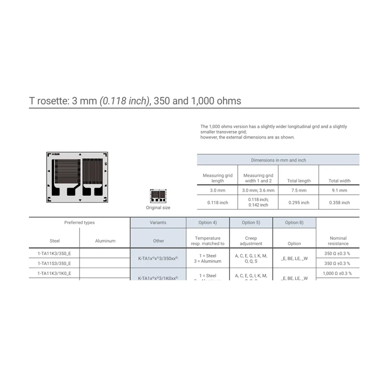שרטוט/המחשת מידות של HBK — T-rosette TA11/TA13 dimension drawing, 3 mm grid