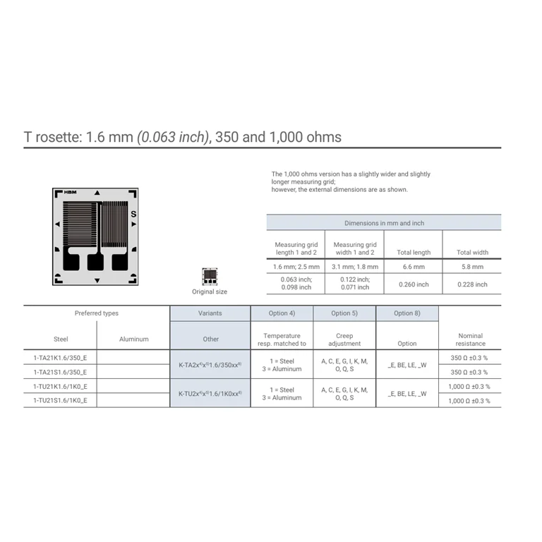 שרטוט/המחשת מידות של HBK — T-rosette TA21/TA23 dimension drawing, 1.6 mm grids