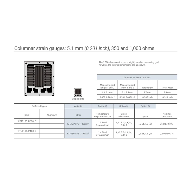 שרטוט/המחשת מידות של HBK — Columnar TA31 dimension drawing, 5.1 mm grids
