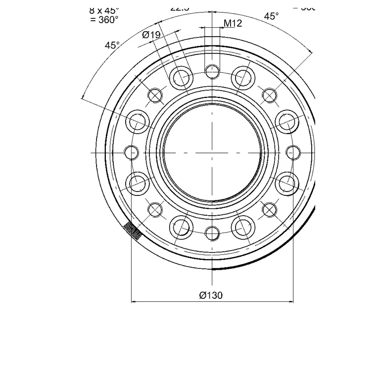 HBK manufacturer drawing — front flange view of TB2, 2,000–3,000 N·m