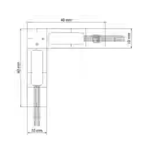 שרטוט מידות יצרן לדגם 1-TS81HT-6/350VE; לוחית נשיאה 40×10 מ״מ, ארבעה מוליכים באורך 0.5 מ׳