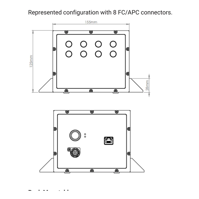 שרטוט טכני של HBK FS22SI בתצורת 8 מחברי FC/APC — מבט חזית עם פריסת המחברים