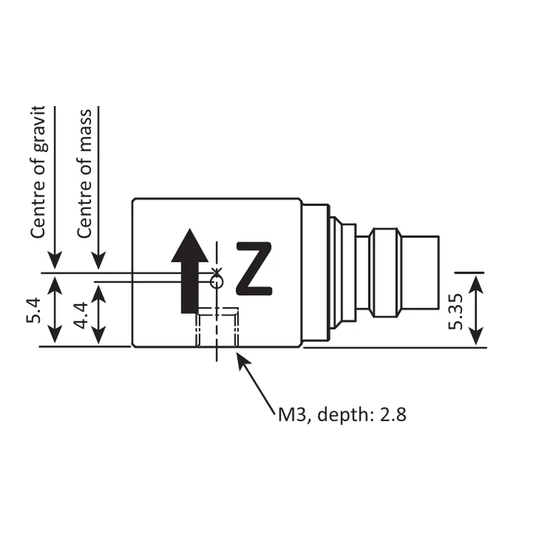 BP 2451 dimensional drawing — Type 4528-B side elevation with body, connector, and M3 mounting-hole dimensions