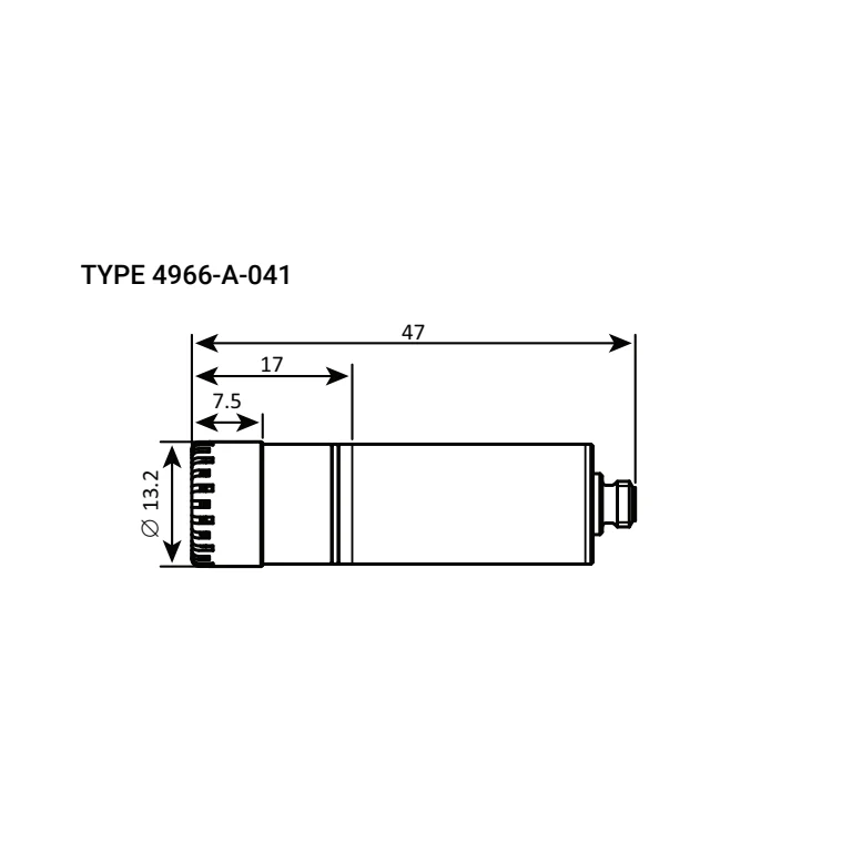 HBK Type 4966-A-041 dimensional drawing — cartridge with protection grid; dimensions in mm