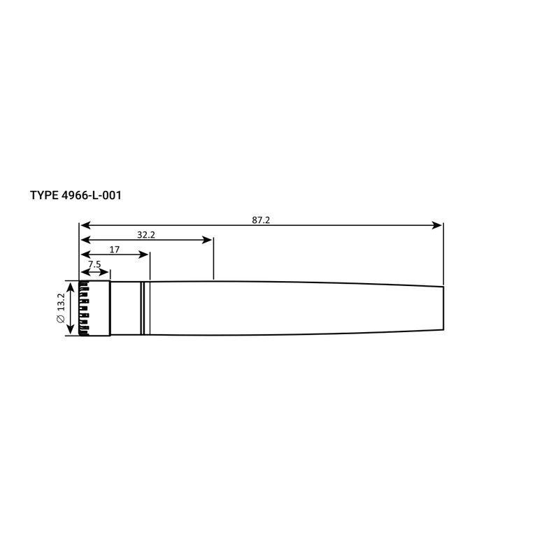 HBK Type 4966-L-001 dimensional drawing — cartridge with protection grid; dimensions in mm