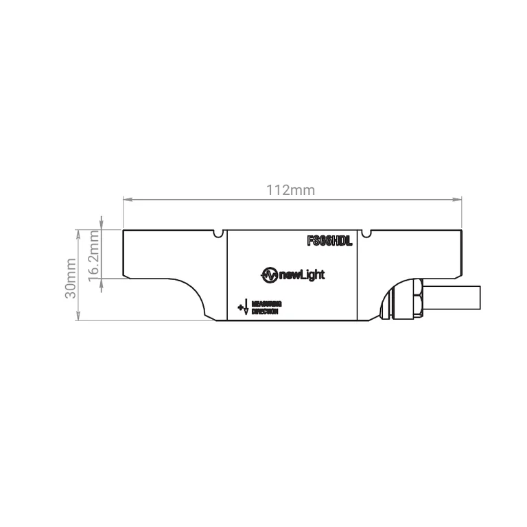 Official B05908 dimensional drawing — side elevation of the FS66HDL body and cable