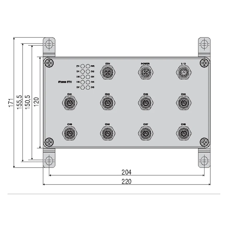 IF2008/ETH front view and connectors