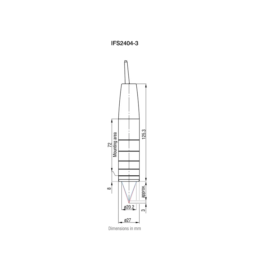Complete official dimensional drawing plate for IFS2404-3, retaining the projections and dimension callouts shown by the manufacturer. Dimensions are in millimeters as stated in the source.