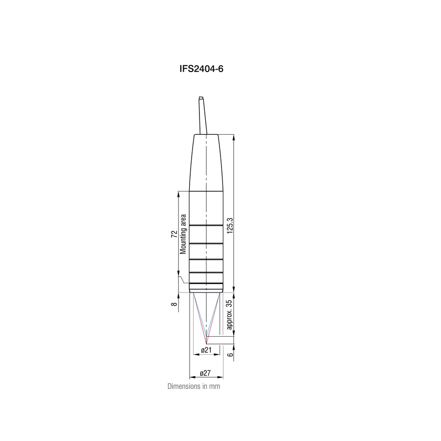לוח מידות רשמי מלא לדגם IFS2404-6, כולל ההיטלים וקווי המידה שמופיעים בגיליון היצרן. המידות מוצגות במילימטרים כפי שמצוין במקור.