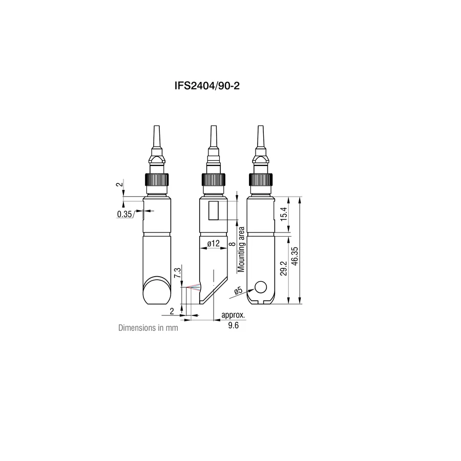 Complete official dimensional drawing plate for IFS2404/90-2, retaining the projections and dimension callouts shown by the manufacturer. Dimensions are in millimeters as stated in the source.