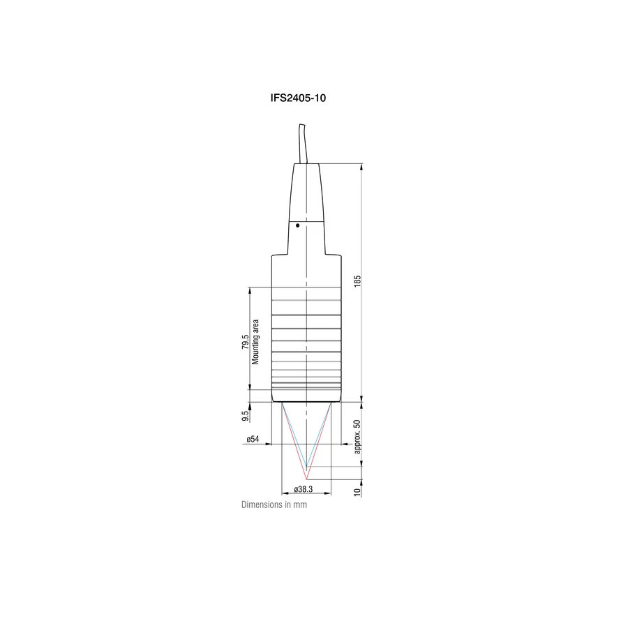 לוח מידות רשמי מלא לדגם IFS2405-10, כולל ההיטלים וקווי המידה שמופיעים בגיליון היצרן. המידות מוצגות במילימטרים כפי שמצוין במקור.