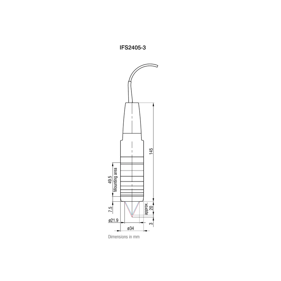 Complete official dimensional drawing plate for IFS2405-3, retaining the projections and dimension callouts shown by the manufacturer. Dimensions are in millimeters as stated in the source.