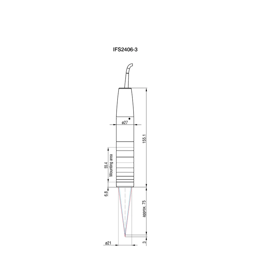 לוח מידות רשמי מלא לדגם IFS2406-3, כולל ההיטלים וקווי המידה שמופיעים בגיליון היצרן. המידות מוצגות במילימטרים כפי שמצוין במקור.