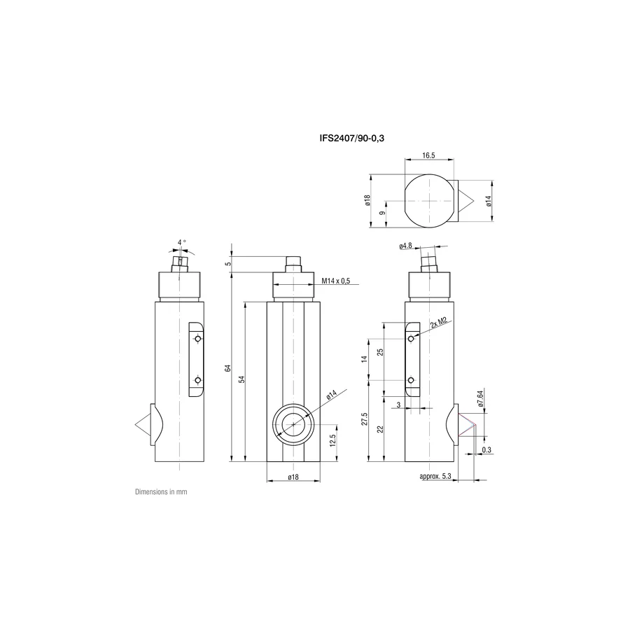 לוח מידות רשמי מלא לדגם IFS2407/90-0.3, כולל ההיטלים וקווי המידה שמופיעים בגיליון היצרן. המידות מוצגות במילימטרים כפי שמצוין במקור.
