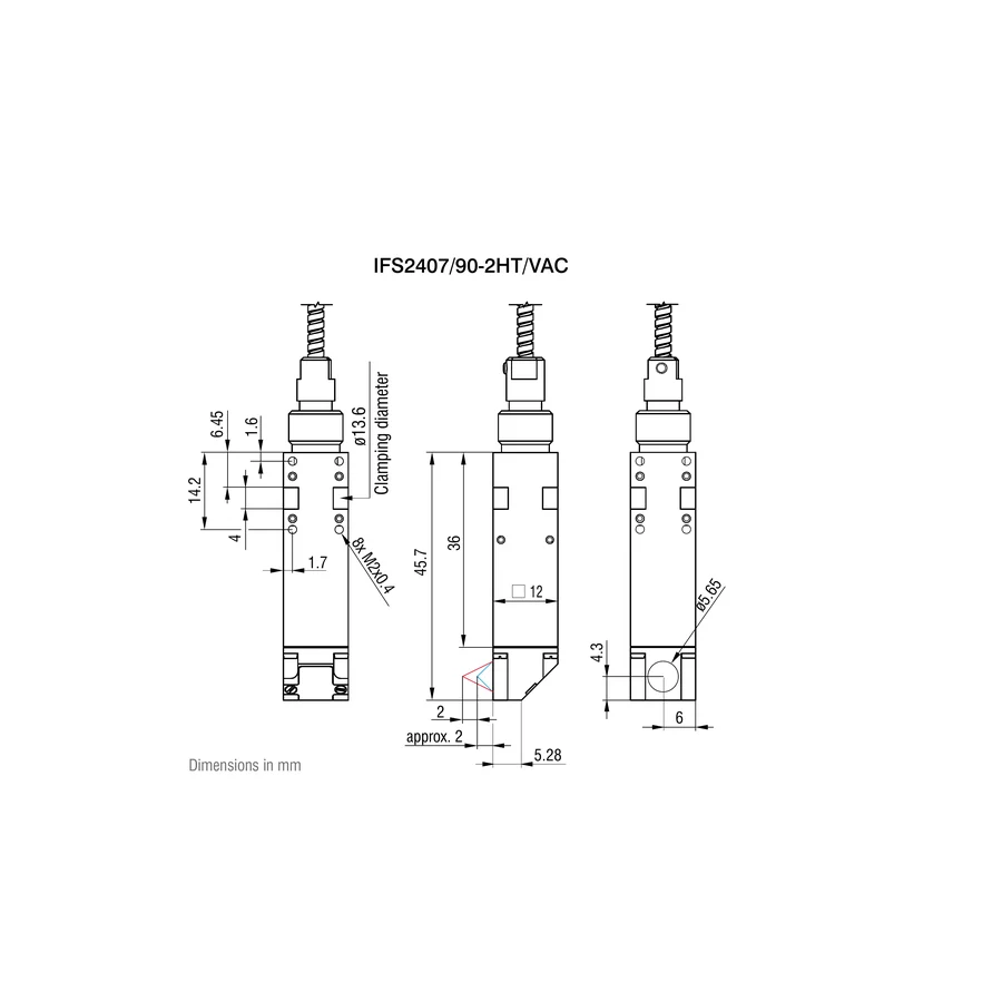 לוח מידות רשמי מלא לדגם IFS2407/90-2HT/VAC, כולל ההיטלים וקווי המידה שמופיעים בגיליון היצרן. המידות מוצגות במילימטרים כפי שמצוין במקור.