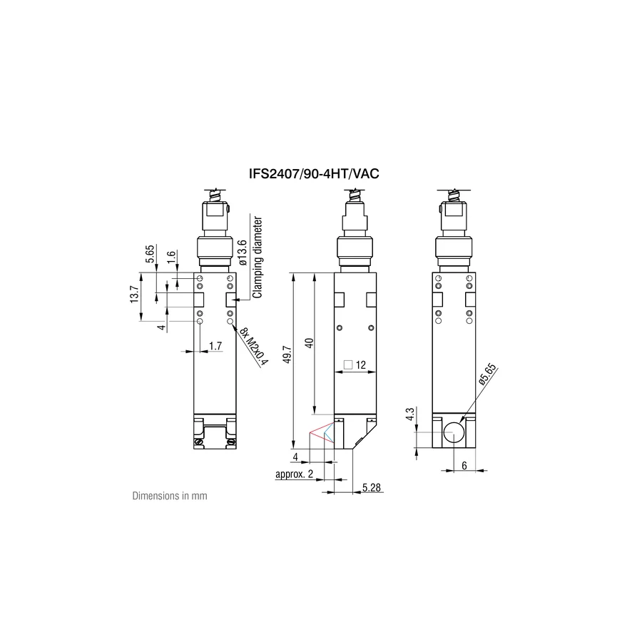 לוח מידות רשמי מלא לדגם IFS2407/90-4HT/VAC, כולל ההיטלים וקווי המידה שמופיעים בגיליון היצרן. המידות מוצגות במילימטרים כפי שמצוין במקור.