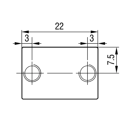 Front view: hole spacing and center positions