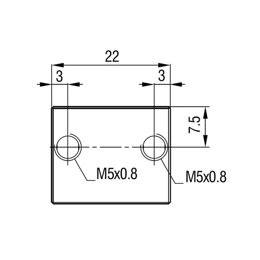 Front view: hole spacing and M5×0.8 threads