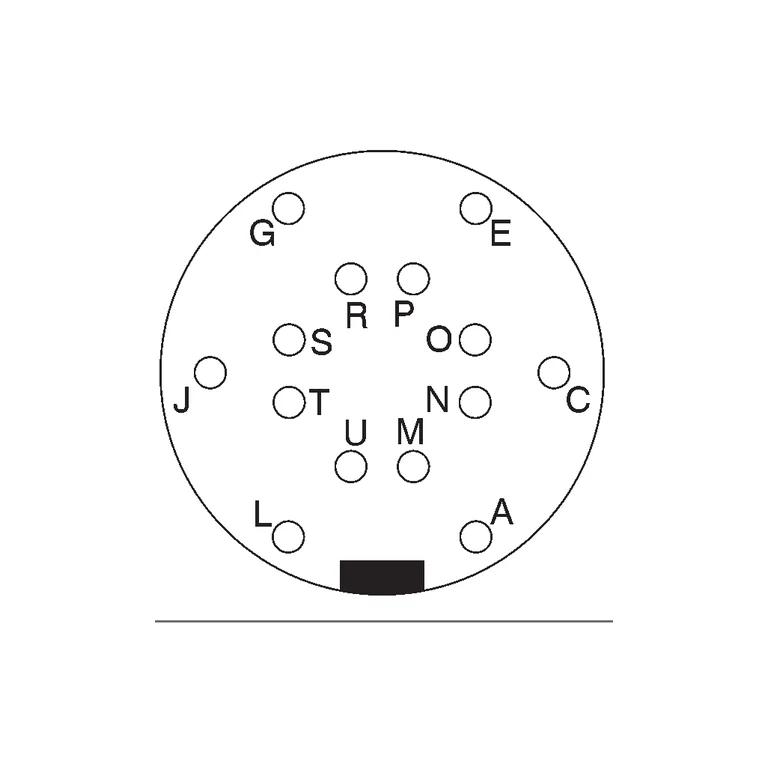 Official 14-pin M12 pinout drawing for the optoCONTROL 2520 receiver side; this documents the interface end only and does not infer the opposite end