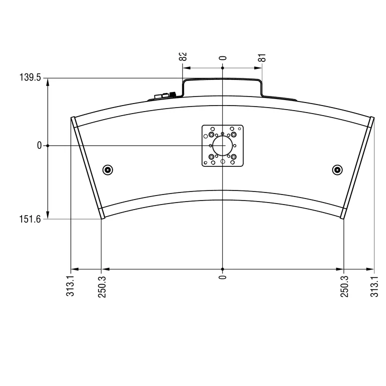 שרטוט יצרן ממודד — מבט ראשי של מעטפת surfaceCONTROL 3D 26x0