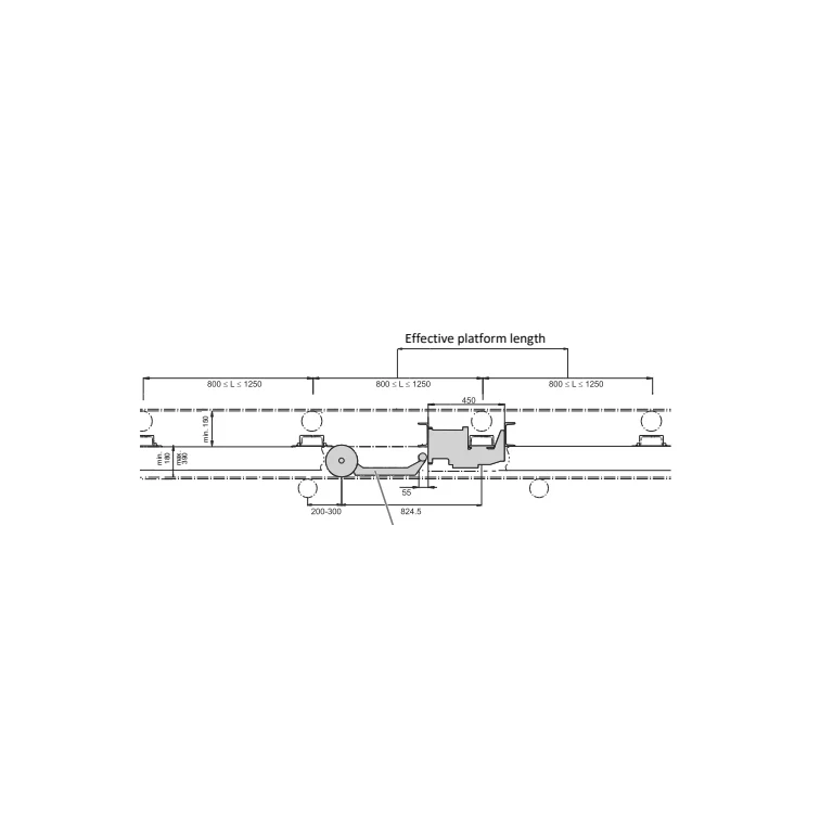 Qlar MULTIBELT BEP technical drawing — side view of weighing module beneath conveyor