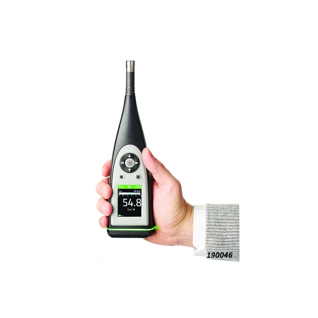 Application photo of the B&K 2245 in handheld use; the full source image is preserved