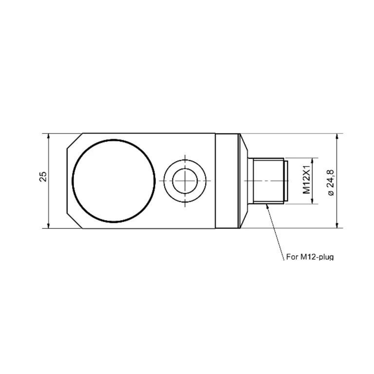 Manufacturer drawing — VSI-201 dimensioned plan view and M12 connector