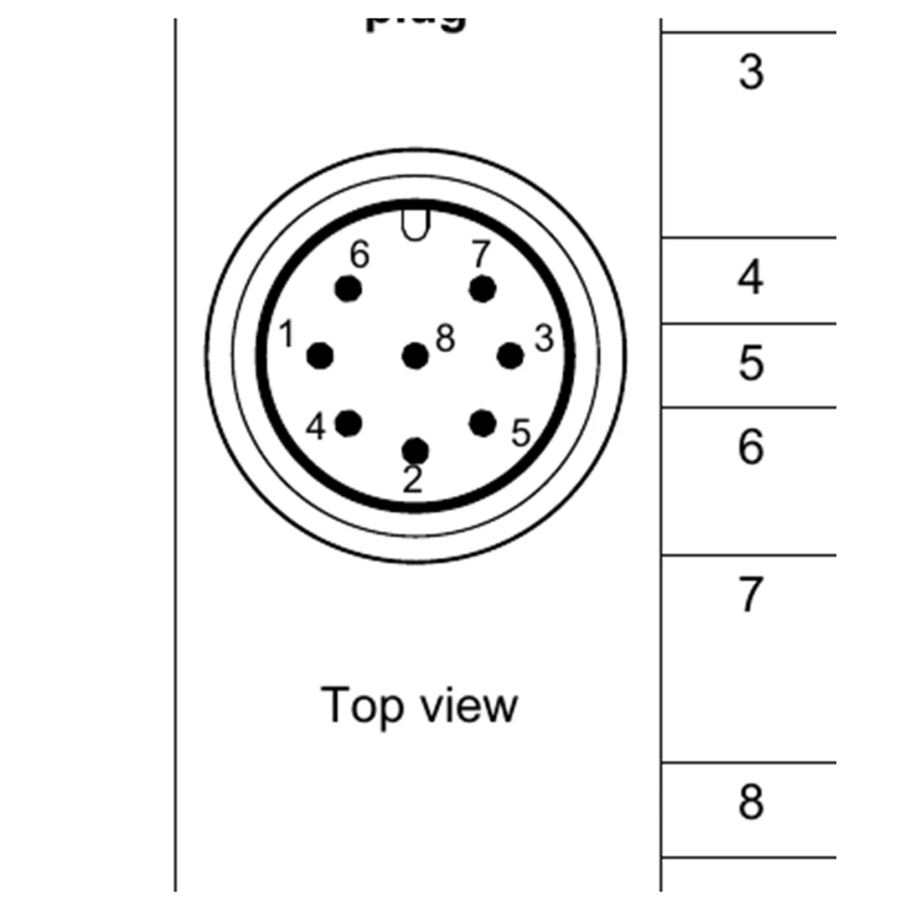 Separate mechanical view of the Binder 423 connector on 1-KAB150-6; extracted from the official page without cutting the connector