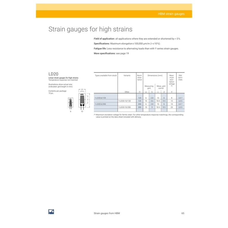 Full official HBK LD20 catalog page with technical view, 6/10 mm table, and dimension callouts; retained uncropped