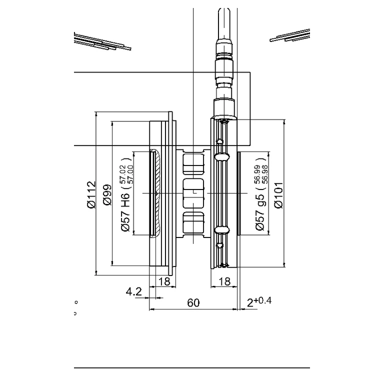 HBK manufacturer drawing — side/section view of TB2, 100–200 N·m