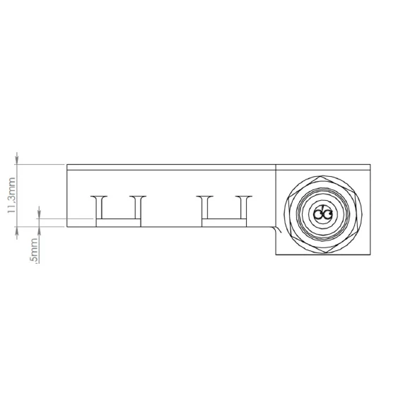 שרטוט מידות יצרן של FS65HDA — מבט צד/קצה נפרד עם מידות 11.3 ו־1.5 מ״מ ותצורת המחבר