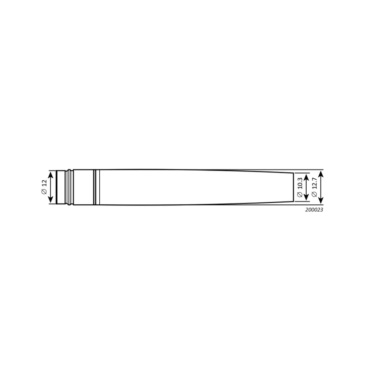 HBK Type 4966-L-001 dimensional drawing — cartridge base and thread view; dimensions in mm
