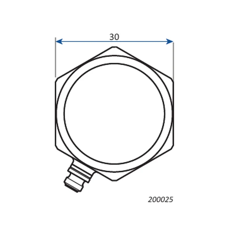 שרטוט מידות BP 2262 — מבט על נפרד של Type 8344 עם רוחב המשושה ומיקום המחבר