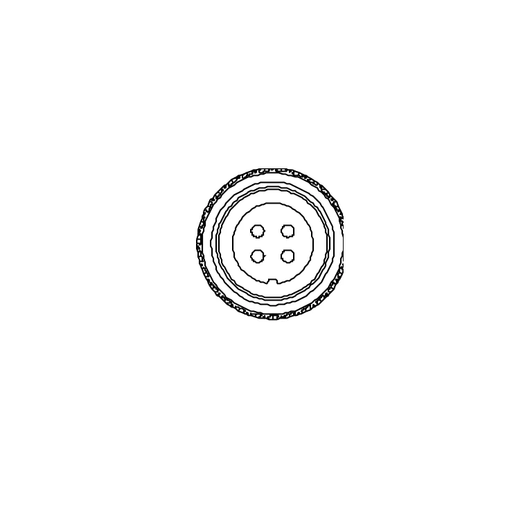 Manufacturer front view of the cable-side four-contact Binder 707 connector; a connector-face view, not a dimensioned mechanical drawing.