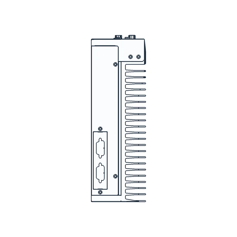 Orthographic view 2 of the 3DPU-2 controller from official CAD; scanCONTROL heads and cables are not included in the model
