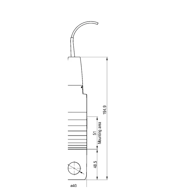 שרטוט מידות יצרן לדגם IFS2405/90-6 — מבט חזית; קווי המידה והמידות נשמרו.
