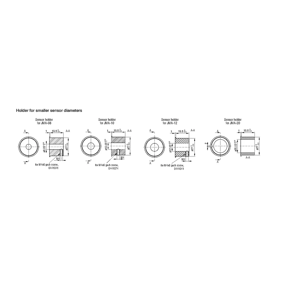 Exact Ø20 mm sensor-holder drawing
