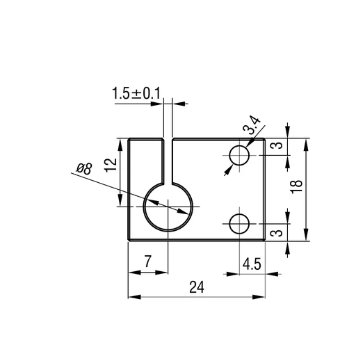Side view: sensor-head slot and mounting dimensions